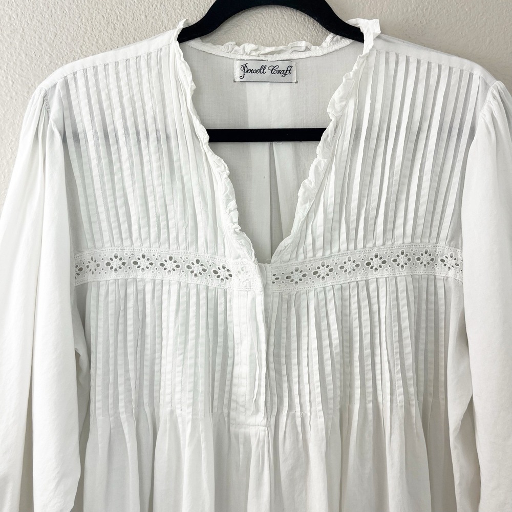 Vintage White Cotton Lace Nightgown Boho Romantic Free Size by Powell Craft - Picture 5 of 12